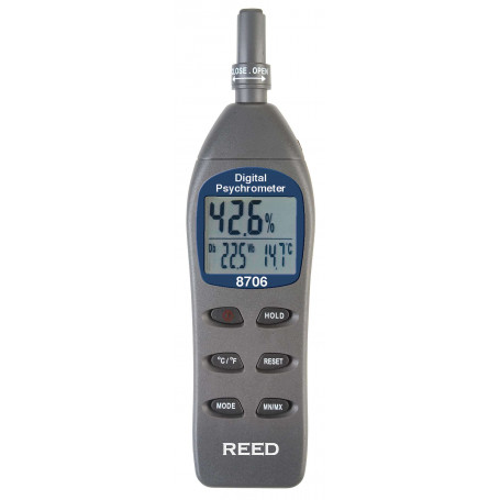 REED 8706 Psychromètre/thermo-hygromètre numérique, thermomètre humide, rosée, température, humidité