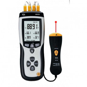 Thermomètre type K avec 4 canaux, 1 canal infrarouge et 4 sondes filaires